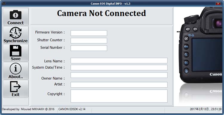 Canon EOS DIGITAL Info シャッター回数を調べる