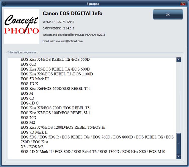Canon EOS DIGITAL Info シャッター回数を調べる